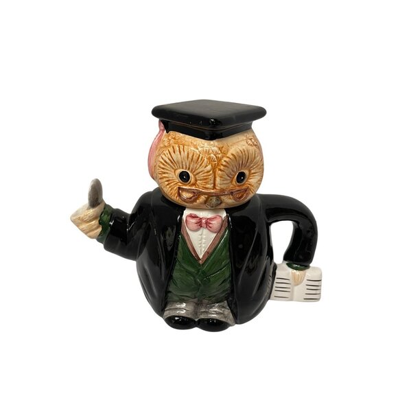 Vintage Beswick Ware Owl Teacher Teapot 6" x 7" Graduation Cap Book - Picture 1 of 9